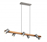 Trio-Lighting Marley  115 cm 6-pc GU10 brushed steel/wood piekaramā lampa