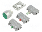 Switch: push-button | 22mm | Stabl.pos: 1 | NC + NO | green | LED | IP65