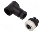Connector: M12 | plug | PIN: 4 | female | 250V | angled | IP67 | PA | A | 4A