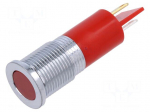 Indicator: LED | flat | red | &Oslash;14mm | IP67 | Q14 | brass | &Oslash;LED: 10mm | 10mcd