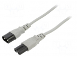Cable | 2x0.75mm2 | IEC C7 female,IEC C8 male | PVC | 3m | grey | 2.5A