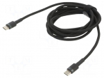 Cable | USB C plug,both sides | 2m | black | textile | 60W