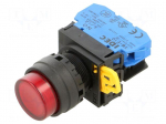 Switch: push-button | 22mm | Stabl.pos: 1 | NO | red | LED | IP65 | YW | Pos: 2