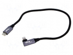 Cable | USB 2.0 | Apple Lightning angled plug,USB C plug | 0.3m