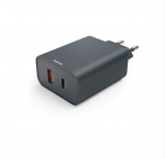 Adapter Hama  Ecosential 45W PD USB-C USB-A Phone Charger Gray Black