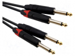 Cable | Jack 6,3mm plug x2,both sides | 1.5m | black | PVC