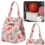 Torba Termiczna Izolacyjna Śniadaniowa Lunch Bag R&oacute;żowa Kwiaty 25cm