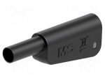Laboratory connector: 4mm banana | 19A | 1kV | black | 1mm2 | soldered