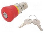 Switch: emergency stop with key | Stabl.pos: 2 | 22mm | red | IP67