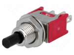 Switch: push-button | Pos: 2 | SPDT | 1A/125VAC | 1A/28VDC | ON-(ON)