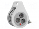 Extension lead | 3x1.5mm2 | 10m | PVC | white | Sockets no: 3 | rolled