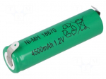 Re-battery: Ni-MH | 4/3A,4/3R23 | 1.2V | 4500mAh | soldering lugs
