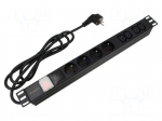 Plug socket strip: protective | Sockets: 4 | 230VAC | 16A | black | 2m