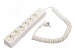 Extension lead | 3G1.5mm2 | 2.4m | PVC | white | Sockets no: 6 | 16A