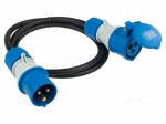 Extension lead | 3G2.5mm2 | 1.5m | rubber | black | Sockets no: 1 | 16A