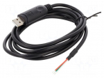 Cable | USB 2.0 | wires,USB A plug | 2m | black | Cu | Interface: RS485