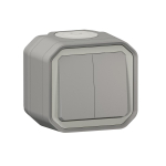 PLEXO 2 GANG 2-WAY SWITCH OR 2 GANG PUSH BUTTON - GREY - SURFACE