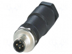 Connector: M12 | plug | PIN: 4 | 63V | straight | IP67 | screw terminal