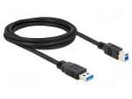 Cable | USB A plug,USB B plug | gold-plated | 2m | black | Cu | 5Gbps