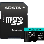 Adata Premier Pro microSD m&auml;lukaart 64 GB UHS1 U3 V30 A2 + adapter