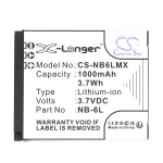 1000 mAh for Canon NB-6L,NB-6LH