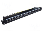 Patch panel | RACK | black | RJ45 socket x24 | rack 19" | 19" | Cat 6