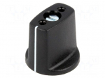 Knob | with pointer | ABS | &Oslash;shaft: 3mm | &Oslash;16x16mm | black | Shaft: smooth