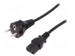Cable | CEE 7/7 (E/F) plug,IEC C13 female | 1.2m | black | 10A | 250V