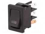 ROCKER | DPST | Pos: 2 | OFF-ON | 5A/250VAC | 10A/30VDC | black | LED