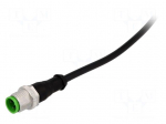 Connection lead | M12 | PIN: 3 | straight | 5m | plug | 250VAC | 4A | IP67