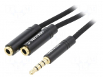 Cable | Jack 3.5mm 3pin socket x2,Jack 3,5mm 4pin plug | 0.3m