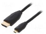 Cable | HDMI plug,micro HDMI plug | PVC | HDMI 2.0 | 1.5m | black