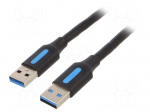 Cable | USB 3.0 | USB A plug,both sides | nickel plated | 1m | black
