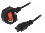 Cable | 3x0.75mm2 | BS 1363 (G) plug,IEC C5 female | PVC | 1.8m | 13A