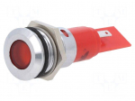 Indicator: LED | flat | red | 24VDC | 24VAC | &Oslash;16mm | IP67 | connectors