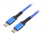 Cable | USB 2.0 | USB C plug,both sides | nickel plated | 1.8m | blue