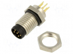 Connector: M8 | plug | male | 1.5A | 30V | PIN: 6 | IP65,IP67 | straight | THT
