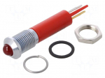 Indicator: LED | prominent | red | &Oslash;8mm | IP67 | Q8 | brass | &Oslash;LED: 5mm | 20mA