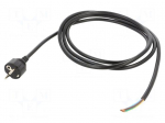 Cable | 3x1.5mm2 | CEE 7/7 (E/F) plug,cables | PVC | 2.5m | black | 16A
