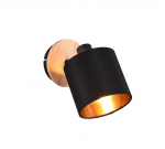 Trio Tommy spotlight 1-pc E14 wood/matt black gaismeklis R81331030 4017807542547