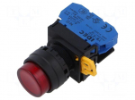 Switch: push-button | 22mm | Stabl.pos: 1 | NO | red | LED | IP65 | YW | Pos: 2