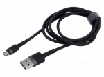 Cable | High Speed,USB 2.0 | 1m | black | textile | 2.4A