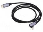 Cable | USB 2.0 | Apple Lightning angled plug,USB C plug | 1m | Cu