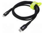 Cable | USB 2.0 | Apple Lightning plug,USB C plug | 1m | black | 60W
