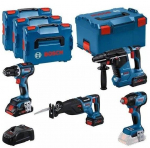 BOSCH. 18V COMBO KIT (GSR 18V-90C +GDX 18V-210C +GBH 18V-24C +GSA 18V-28) 1xPC4.0Ah 2xPC5.5Ah ...