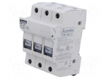 Fuse base | 10x38mm | for DIN rail mounting | 30A | 600VAC | Poles: 3