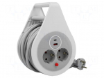 Extension lead | 3x1.5mm2 | 10m | PVC | white | Sockets no: 4 | rolled