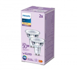 PHILIPS LED stikla 50W GU10 Silti balta 2700K 36D 2 gab spuldze 8719514451636 929001215292