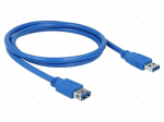 Cable | USB A socket,USB A plug | gold-plated | 1m | blue | Cu | 5Gbps