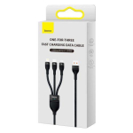Baseus Universal Flash Series 3-&uuml;hes Kiirlaadimise ja Andmeside Kaabel (USB-A kuni Micro + Lightning + Type-C) 100W, 1.2m Black (CASS030001)